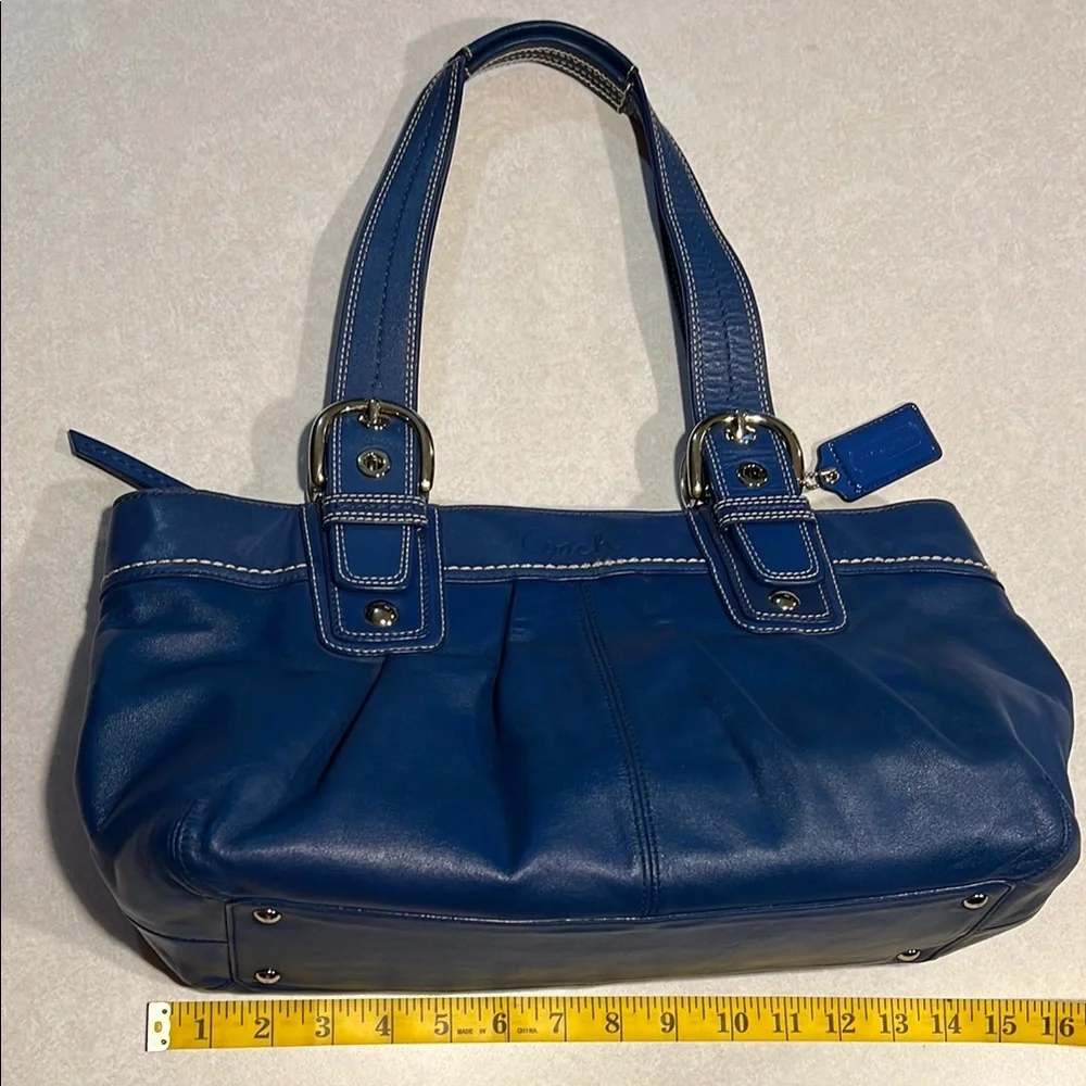 Coach Blue Leather Tote Bag - Picture 2 of 10